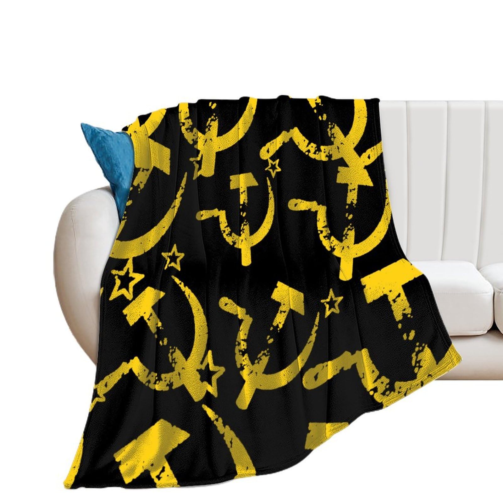 NCLQVJXZKHW Russian Soviet Flag Hammer And Sickle Flannel Blanket Soft Throw Blankets Bed Couch Sofa Travel