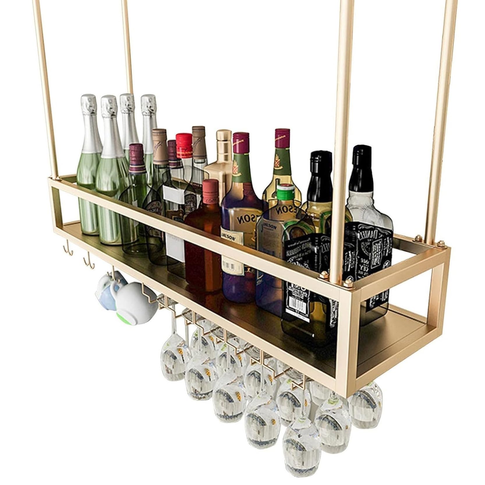 Casier à vin de plafond avec support à verres à pied