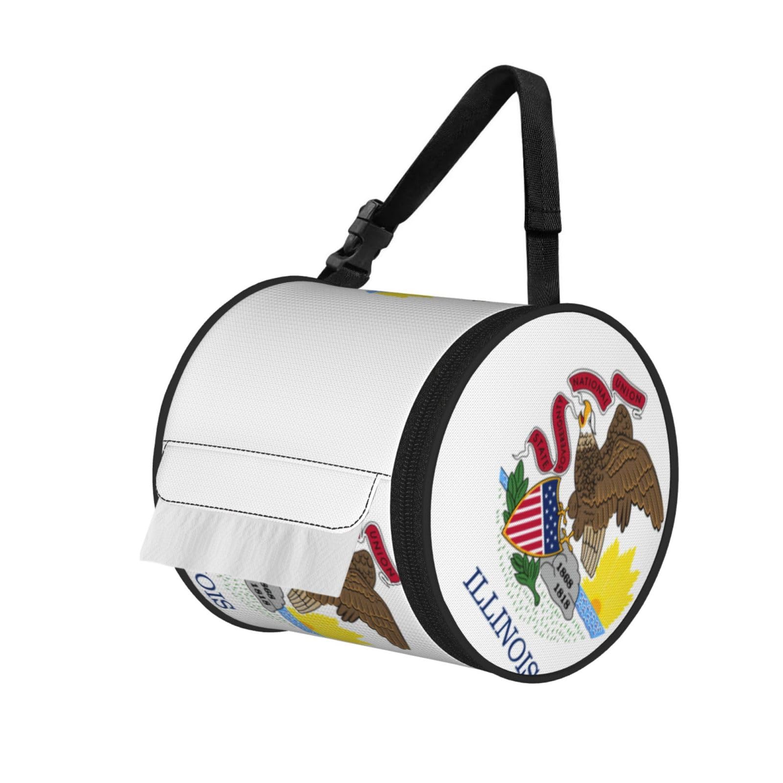 Illinois State Flag Print Fashion Tissues Organizer Box, Hanging Tissue Holder For Purse Coins For Car Office Daily Outing