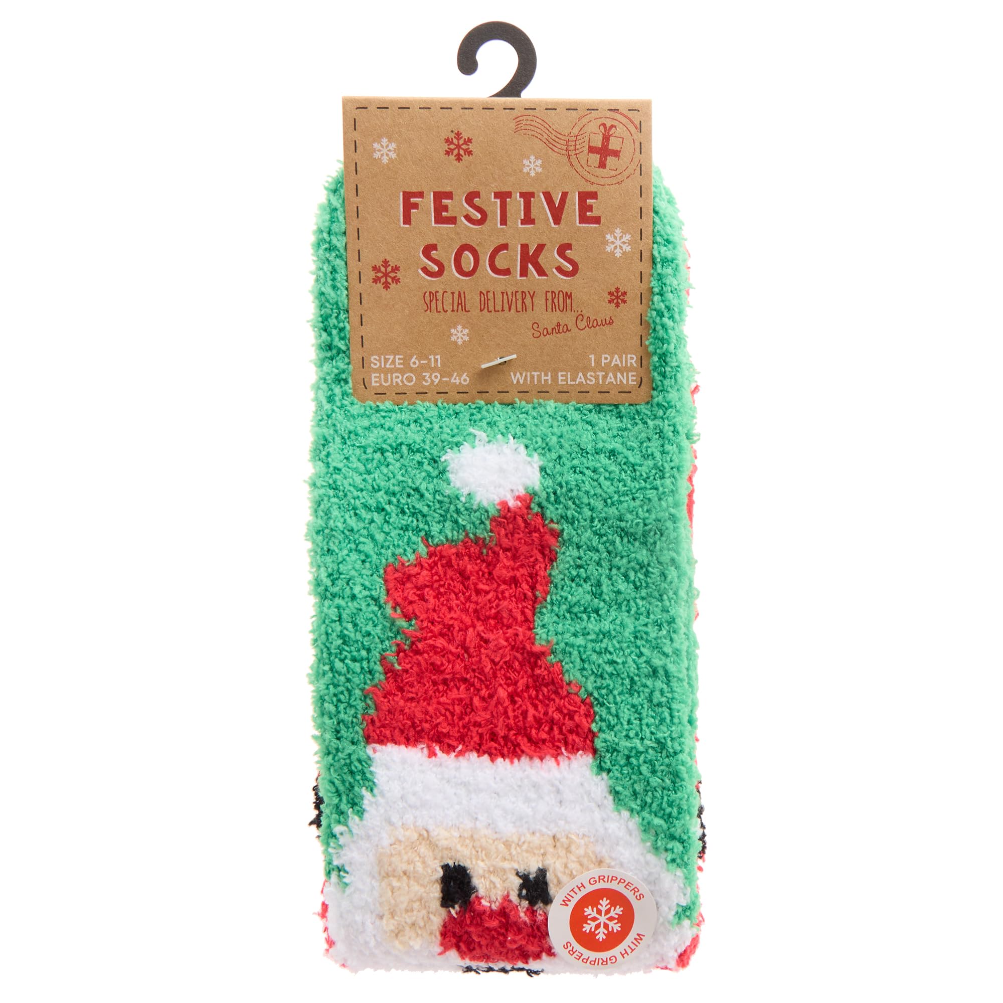 Metzuyan 1 Pair Mens Xmas Cosy Socks Christmas Characters Warm Lounge Socks Non Slip Grippers Size 6-11 Santa
