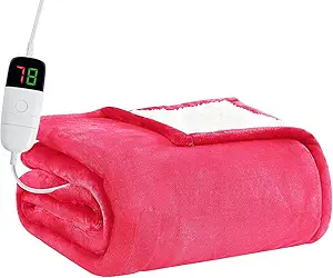 BOMOVA Heated Electric Throw Blanket - 50" x 60" Heating Blanket with 10 Heating Levels & 8 Hours Auto Off, Warm Flannel Blanket with Over-Heat Protection, for Women, ETL & FCC Certified