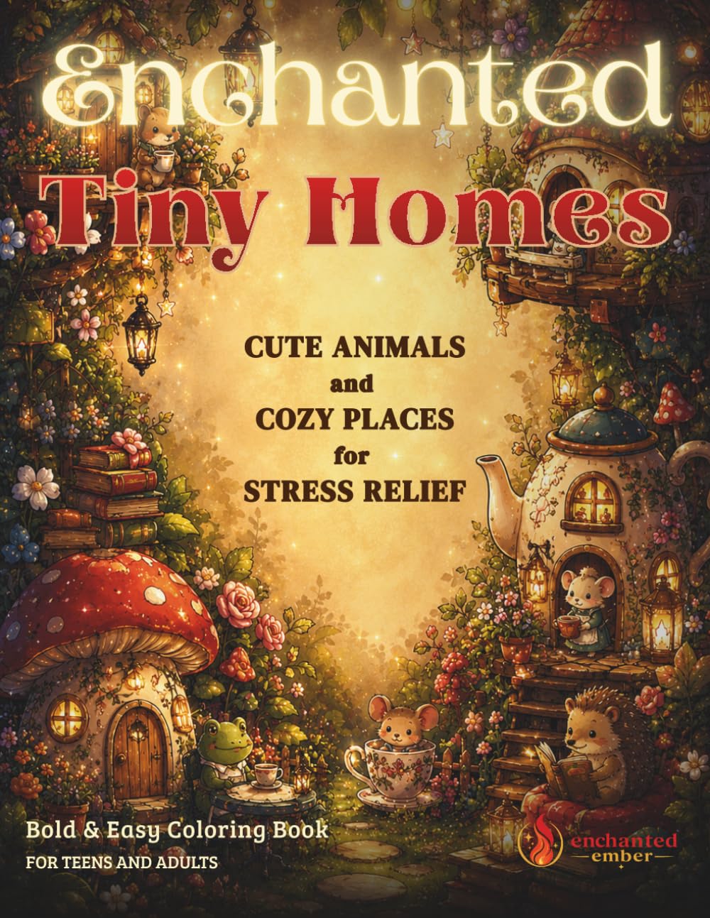 Enchanted Tiny Homes - Bold & Easy Fantasy Coloring Book for Teens and Adults: Hygge Coloring Book for Stress Relief and Mindfulness | Cozy Tiny ... (Enchanted Bold and Easy Coloring Books)