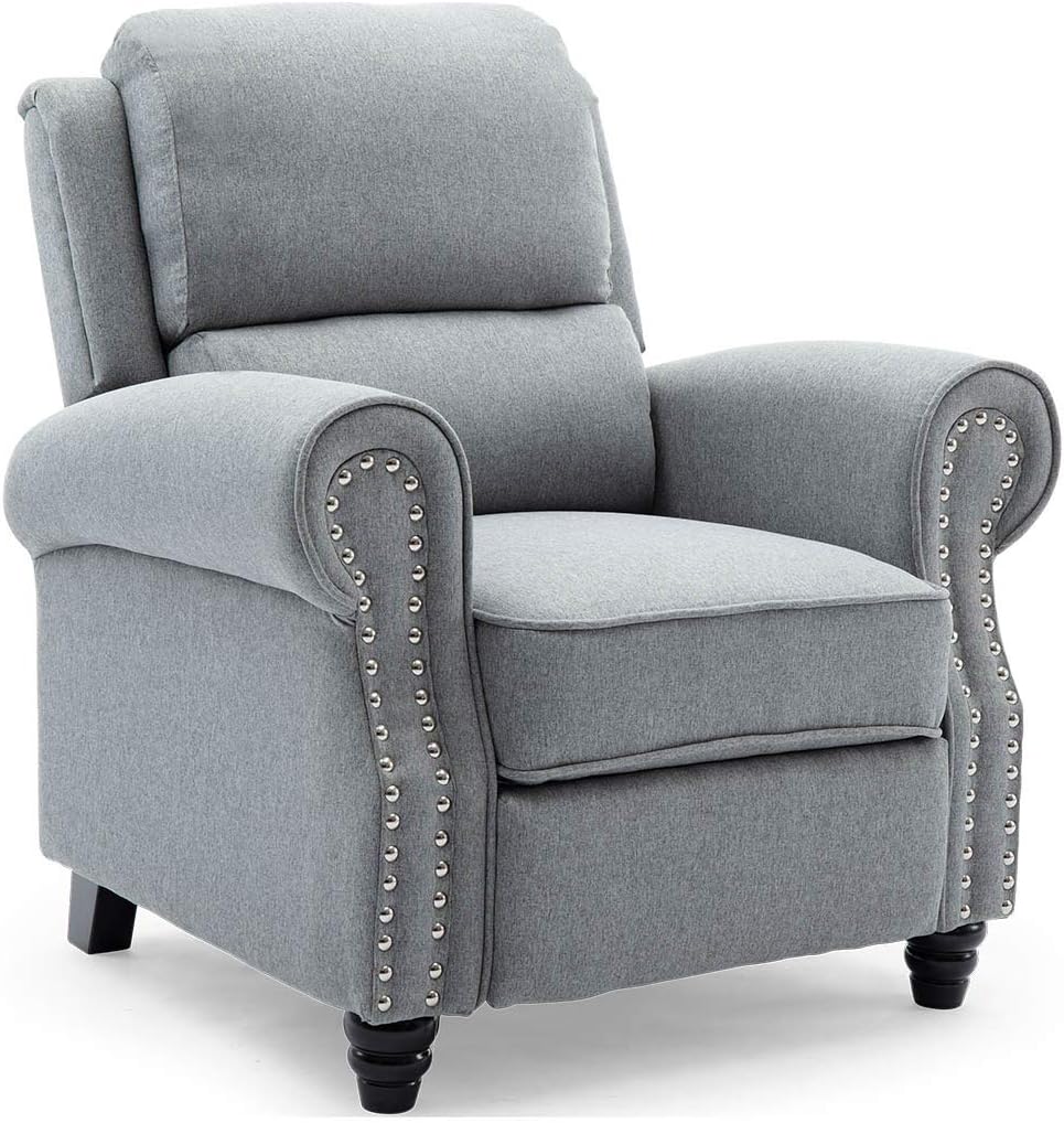 More4Homes DUXFORD FABRIC PUSHBACK RECLINER ARMCHAIR SOFA OCCASIONAL CHAIR CINEMA (Grey)