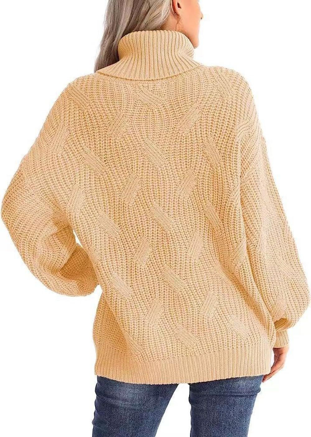 Langarm Oberteile Für Damen, Rollkragenpullover Mit Zopfmuster, Lässige, Übergroße Pullover, Einfarbige Sweatshirts, Strickpullover, Lockerer Pullover, Pullover Für Mädchen Und Damen, A
