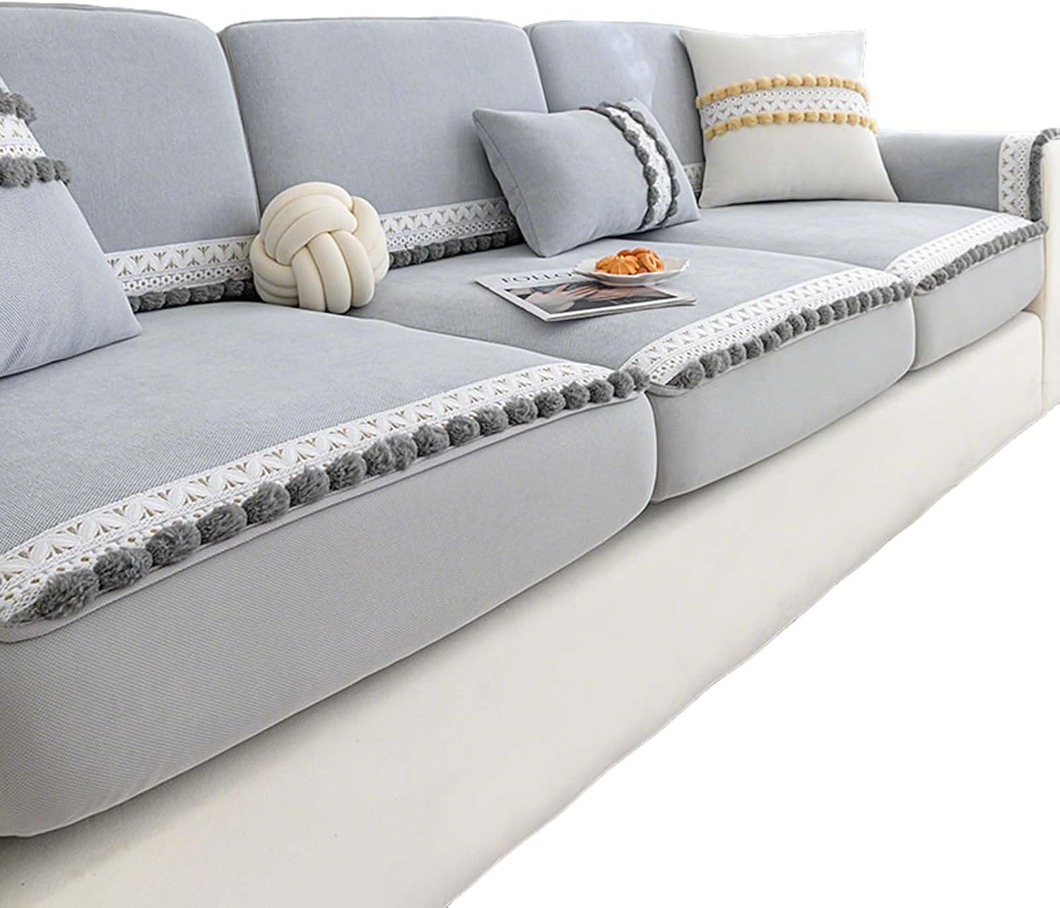 Sofa Slipcover Couch Cover for Living Room Sofa, Full Wrap Sofa Cover with Neat Edges, Decorative Couch Throw for Sectional Recliner Loveseat Furniture Protector