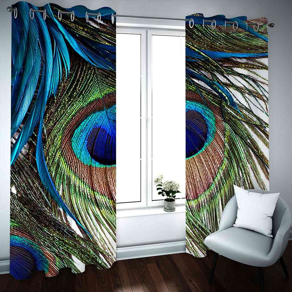 Zasłona zaciemniająca salon przyciemnianie izolowane termicznie kolorowe pawie pióra redukcja szumów zasłony 170 x 200 cm dla chłopców dziewcząt pokój dzieci sypialnia okno elegancka dekoracja pokoju 2 panele