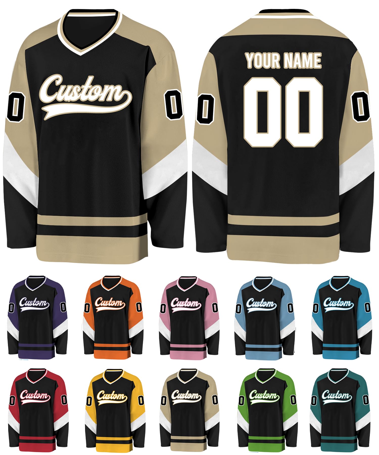 Custom Hockey Jersey Personalized Logo Name Number Hockey Shirts Retro Jerseys Gift for Beer League Team Men Women,S-3XL
