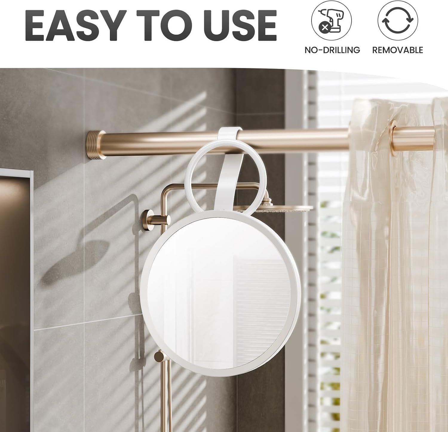 TAILI Shower Mirror Fogless for Shaving, Silicone Fog Free Hanging Mirror for Travel Camping, Shower Accessories, Bathroom Accessories,Shatterproof - Gifts for Men, Women,White