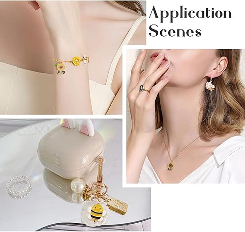 Vista 179 de Cheriswelry 30 dijes de aleación de cono de pino y ardilla, chapados en oro claro, con forma de cono de pino y ardilla, adornos colgantes de 0.47 a