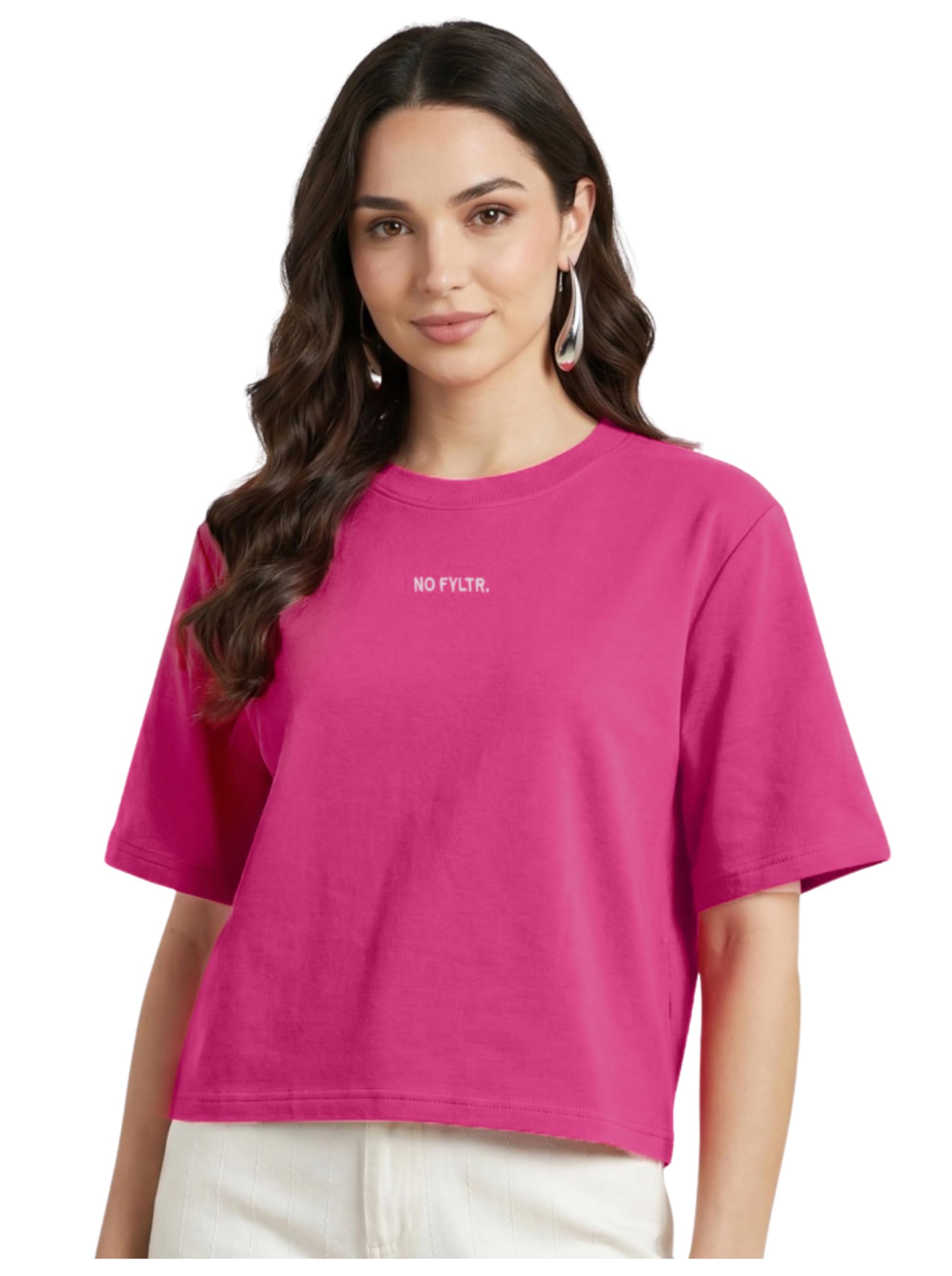 fyltr Women’s Solid T-Shirt –Embroidered Tee | Round Neck | Half Sleeve | Casual T-Shirts for Women | Oversized Fit | Drop Shoulder | High GSM Fabric | French Terry | Loose Fit-picture-20