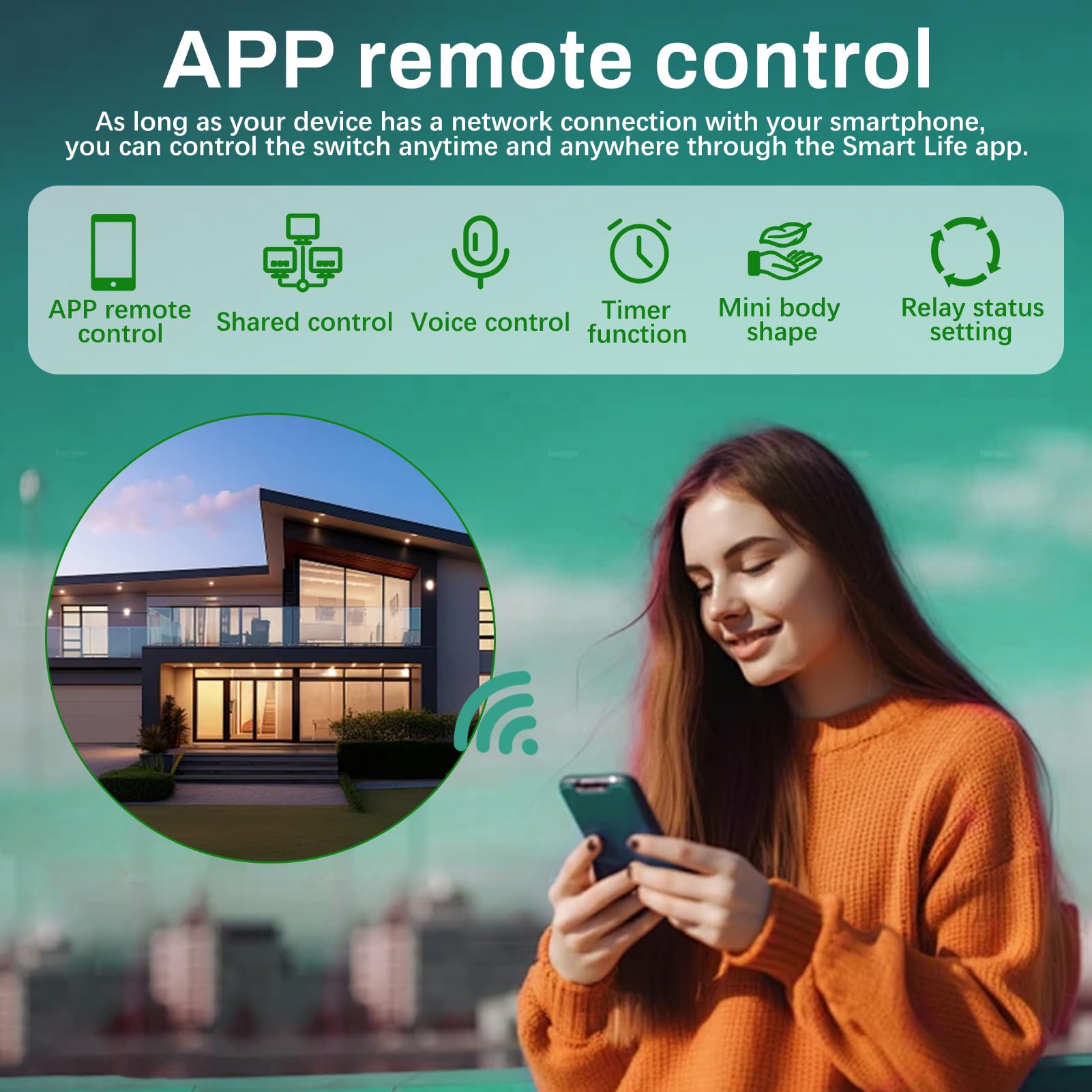 DEWIN Interruttore Wireless 16A 100-240V Interruttore Senza Fili Mini Smart Switch RF 433MHz,Compatibile Alexa/Google Home(2 Interruttori)