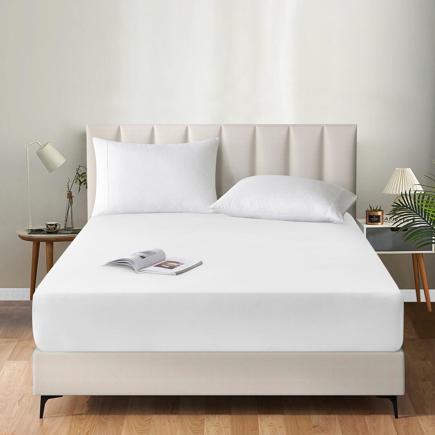 MistyMorning Extra Deep Fitted Sheet 16''/40cm, Egyptian Cotton bed sheets with 200 Thread Count - Image 2