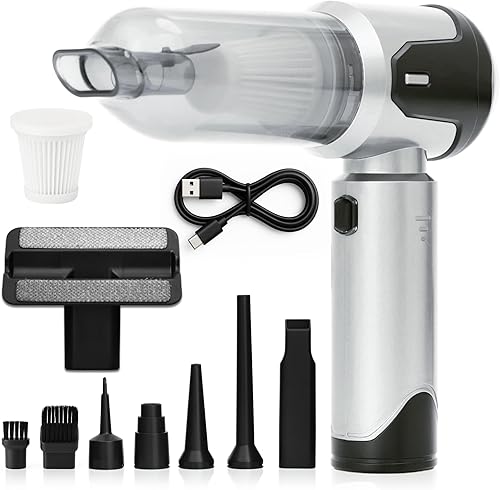 Aspiradora portátil inalámbrica para automóvil, limpiador de mano, mini aspiradora de automóvil, limpiador de vehículos portátil pequeño con 8