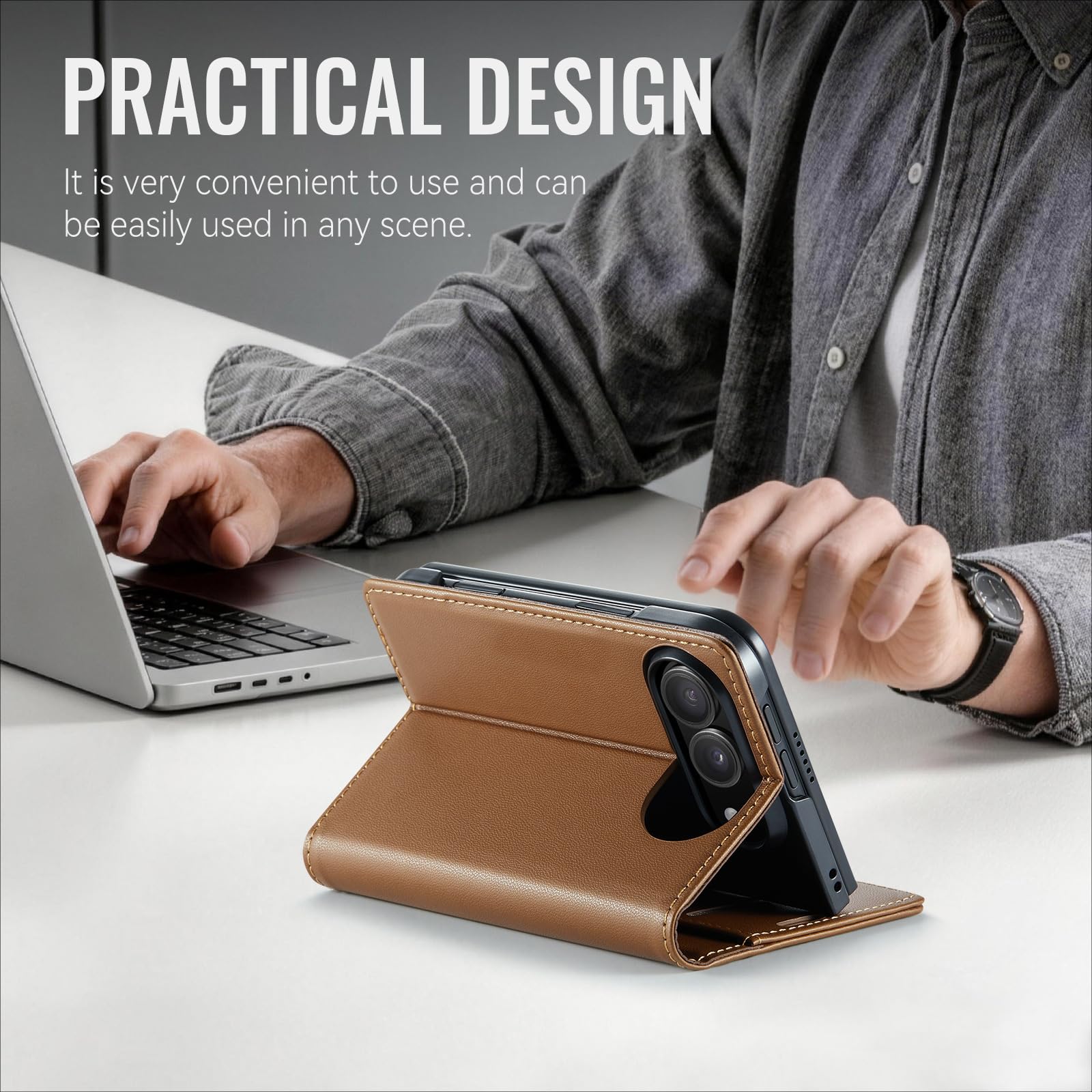 Portfel etui do iPhone Duo, zamknięcie magnetyczne, składany stojak
