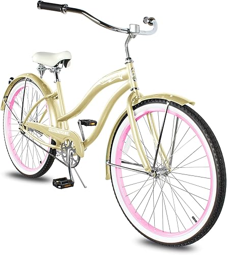 Vista 81 de MICARGI Bicicleta híbrida para adultos de 24/26 pulgadas, bicicleta híbrida de 1/7 velocidades para mujeres, hombres, personas mayores, bicicleta