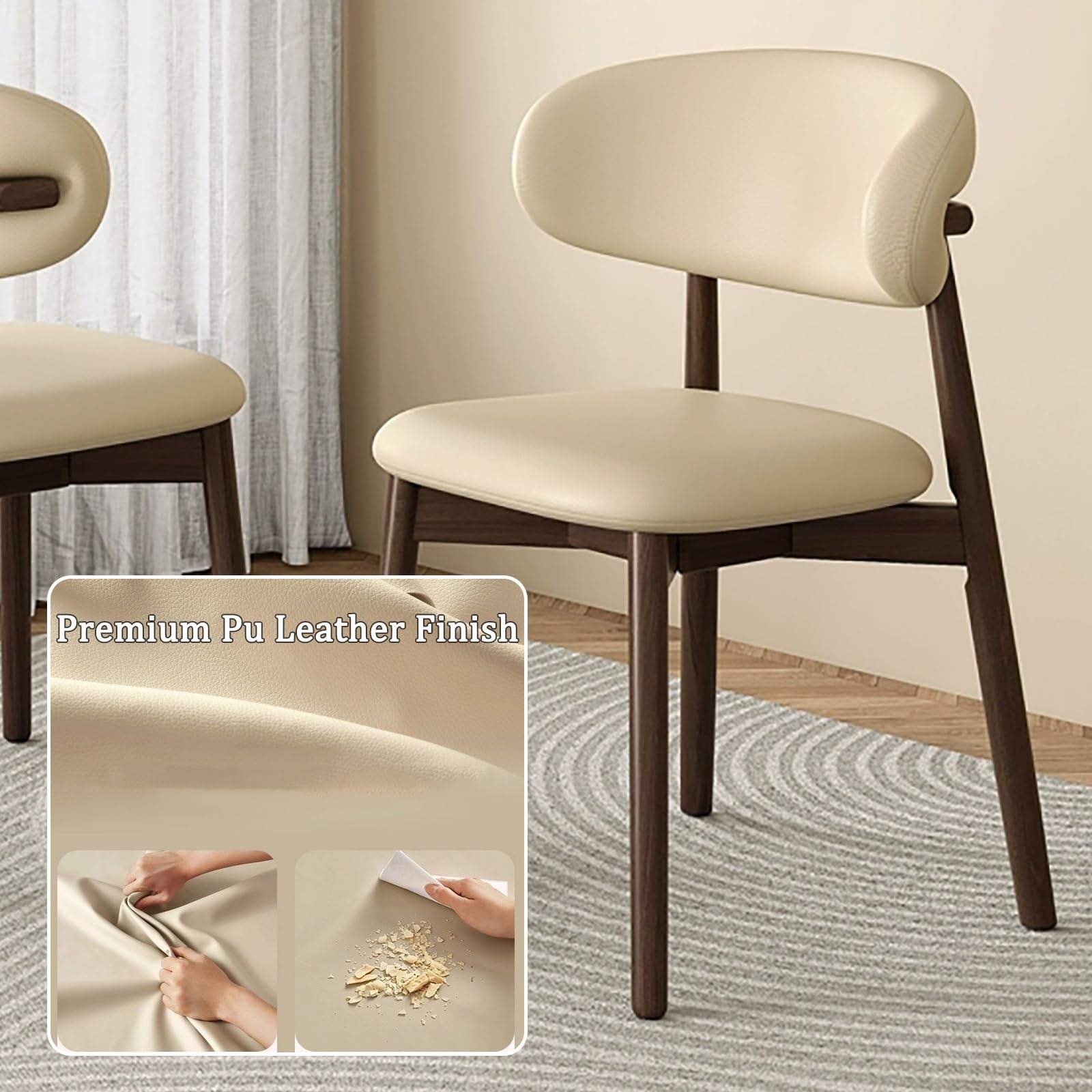 Sillas de comedor modernas con respaldo ergonómico curvado, cómodo asiento tapizado para cocina y sala de estar