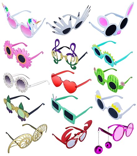 TD.IVES 12 Pack Funny Party Sunglasses, Novelty Fun Glasses, Cool Costume Masks for Adults, Kids, Party Favors, Photo Booth Props Sunglasses