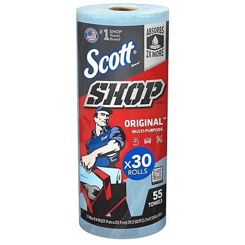Scott Original (75130) - Toallas para taller, azules, 1 rollo por paquete, 30 paquetes por caja