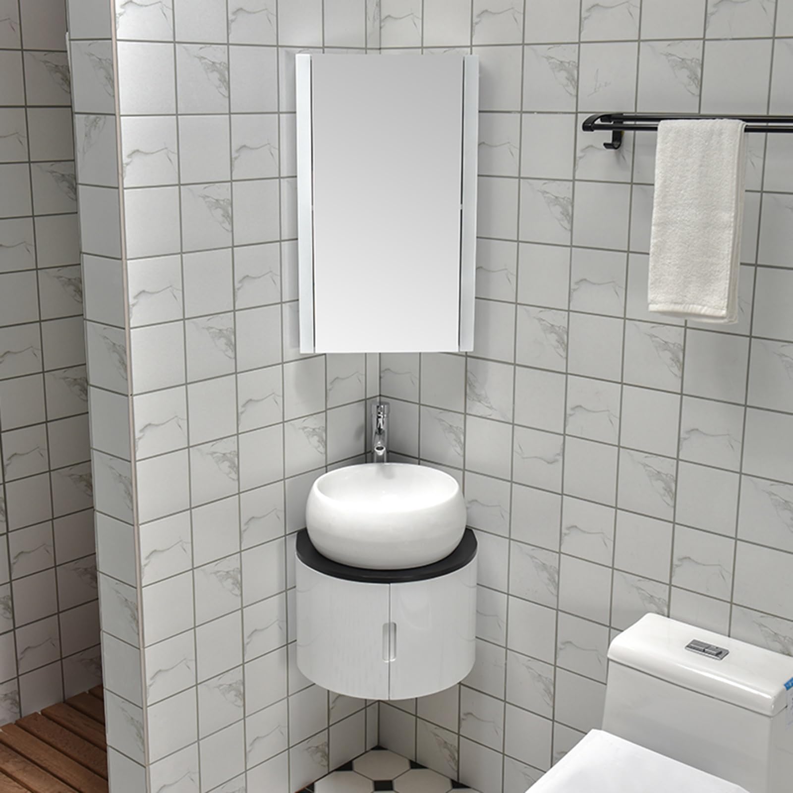 GLJTUO Stylish Grey WallMounted Bathroom Sink Cabinet with Mirror – SpaceSaving 41x45cm Floating Vanity for Small Rooms & Guest WCs – Ideal Storage Solution