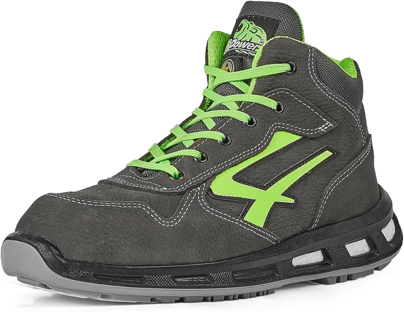 U-Power Red Lion Hummer, Safety Shoes, High, Lightweight and Flexible, Anti perforation, Anti Puncture, with Infinergy Insert, with Aluminium Toe Caps (Grey & Green 45)