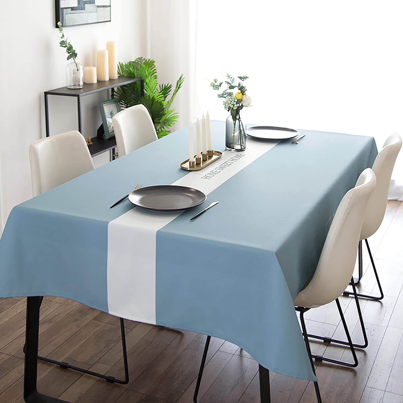 Nappe rectangulaire toile cirée imperméable pour table de jardin et repas en fête