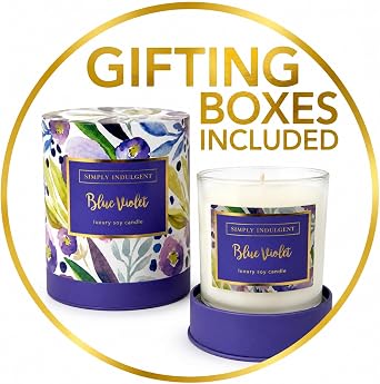 Luxury Soy Candle Gift Set 3-Pack Scented Candles (Citrus Flower, Blue Violet, Grapefruit Bloom) with Gift Boxes, Home Decor & Aromatherapy