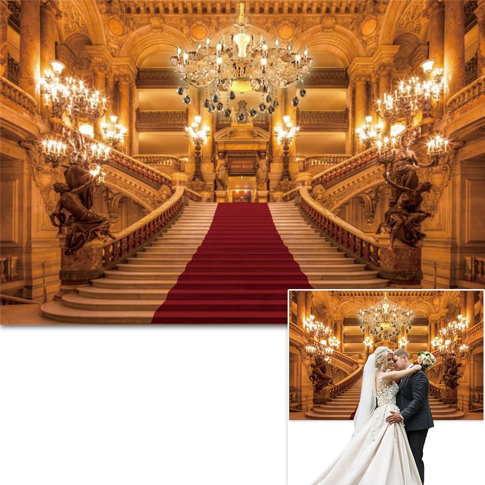 豪華な宮殿の背景 ゴージャスなヨーロッパのホール写真背景 レッド