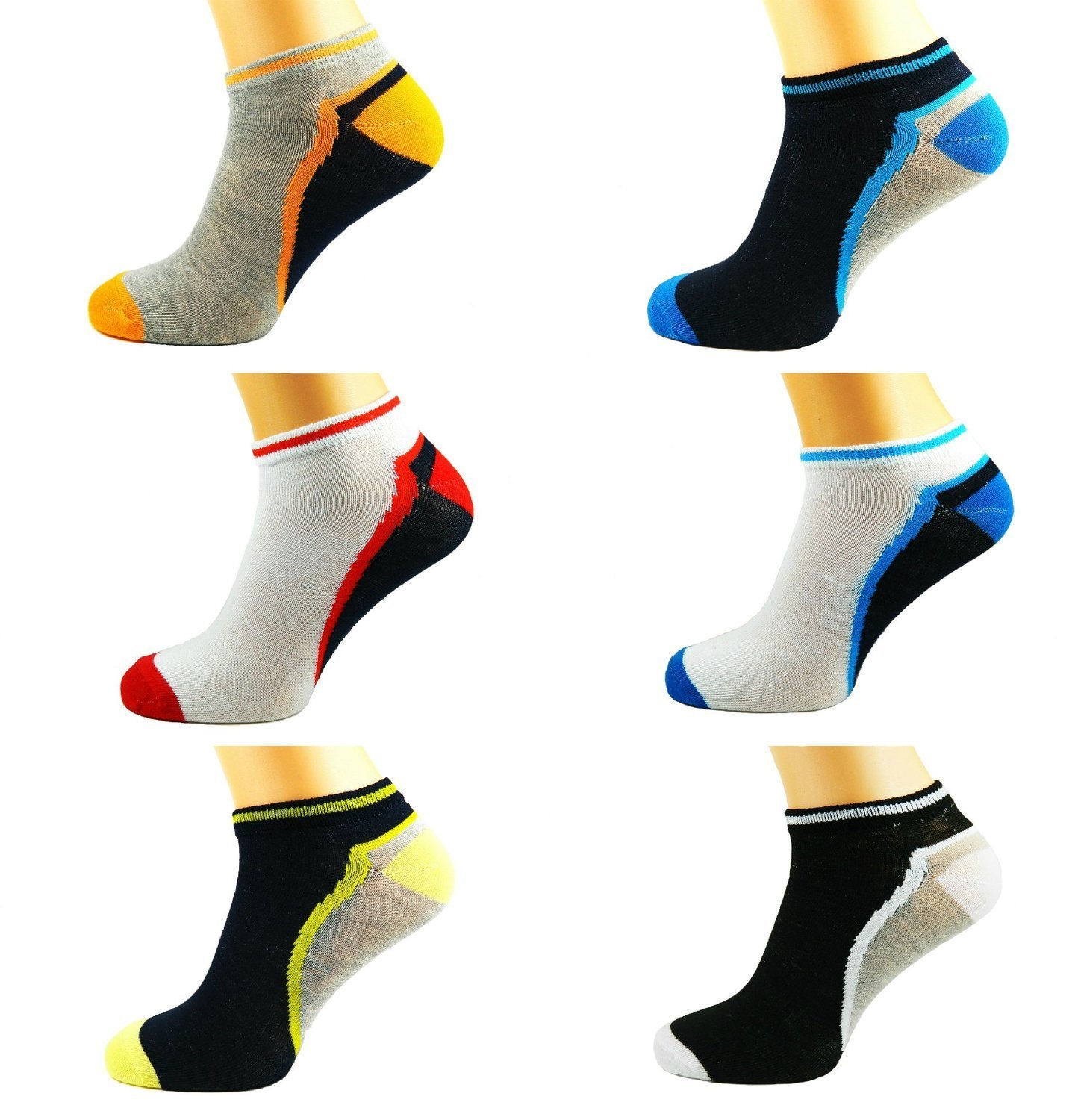 linengalaxy 12 PAIR MENS COLOURED BREATHABLE QUALITY TRAINER LINER ANKLE SOCKS UK SIZE 6-11