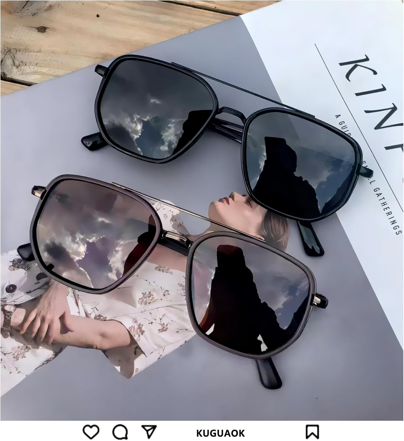 KUGUAOK Polarized Aviator Sunglasses for Women Men Small Frame UV Protection Tangle Free Sun Glasses Vintage Trendy Shades - Image 3