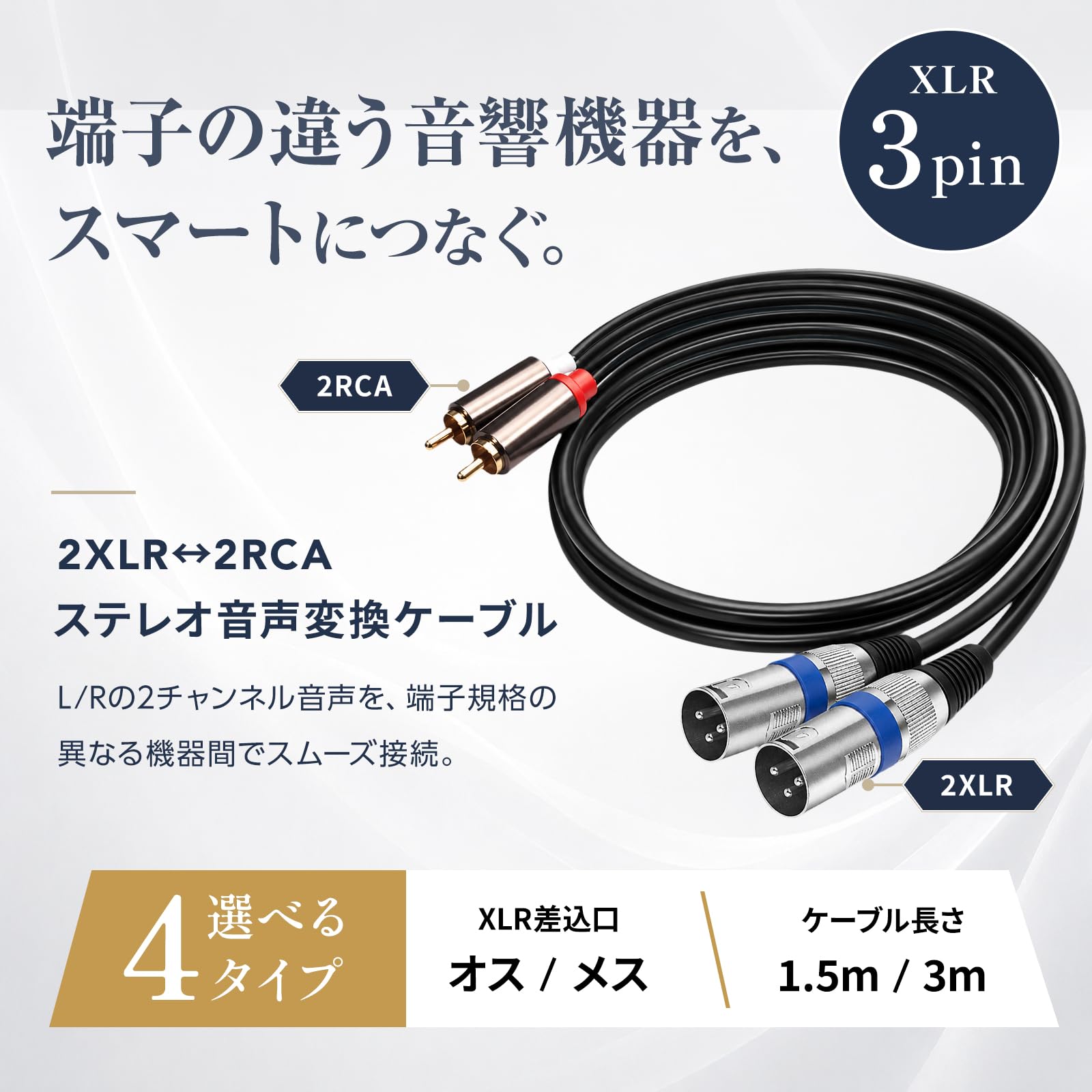 Amazon.co.jp: AZNABLE XLR RCA 変換 ケーブル マイク キャノン