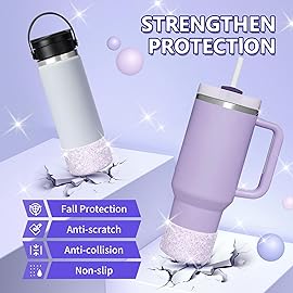 WUQID Protective Bling Silicone Boot Sleeve, Compatible with Stanley Tumbler 20-40oz & Hydro Flask Bottle 12oz-24oz, Glitter Reduces Dents Sleeve Cover for More Bottles/Tumblers Bottom of 2.83-2.95in
