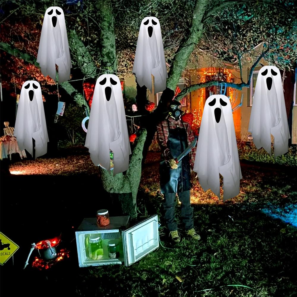 2 Fantômes Lumineux Halloween – LED 3 Modes, Bras Réglables – Pour Décorer Maison, Jardin, Fenêtre – Effet Effrayant - 2