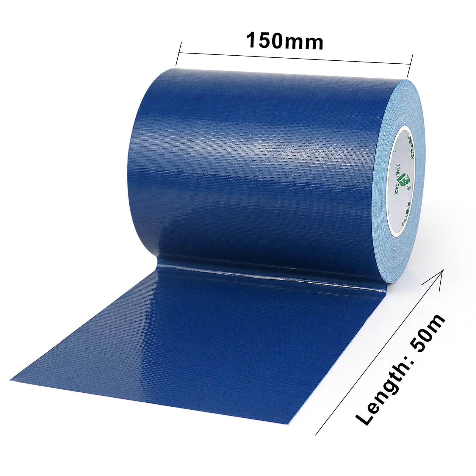 BOMEI PACK Nastro adesivo in tessuto blu scuro, 150 mm x 50 m, rinforzato, impermeabile, resistente, per riparazioni, fai da te, etichette, scatole, sigillatura, per lavori domestici