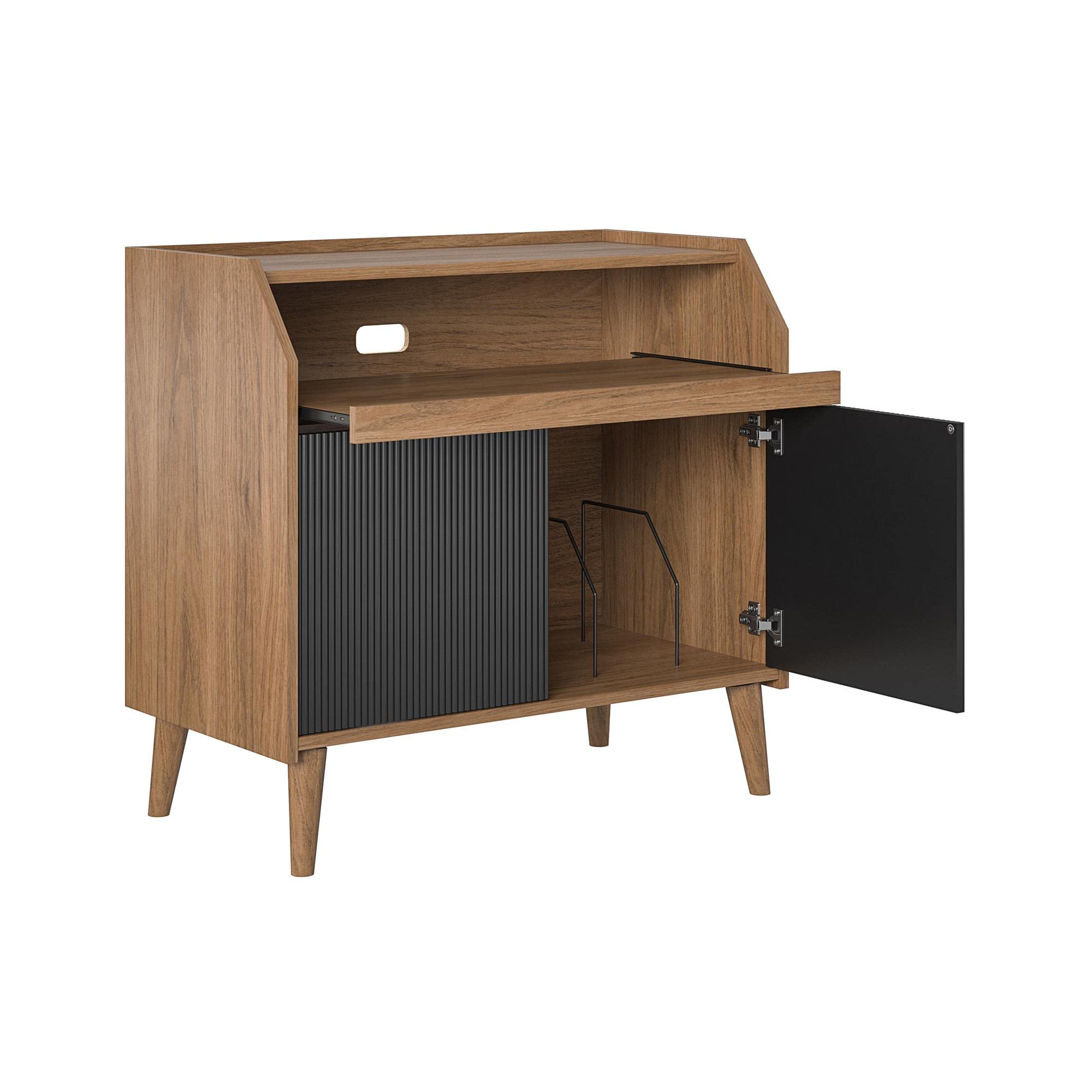 Novogratz Magnolia Record Stand, Walnut/Black
