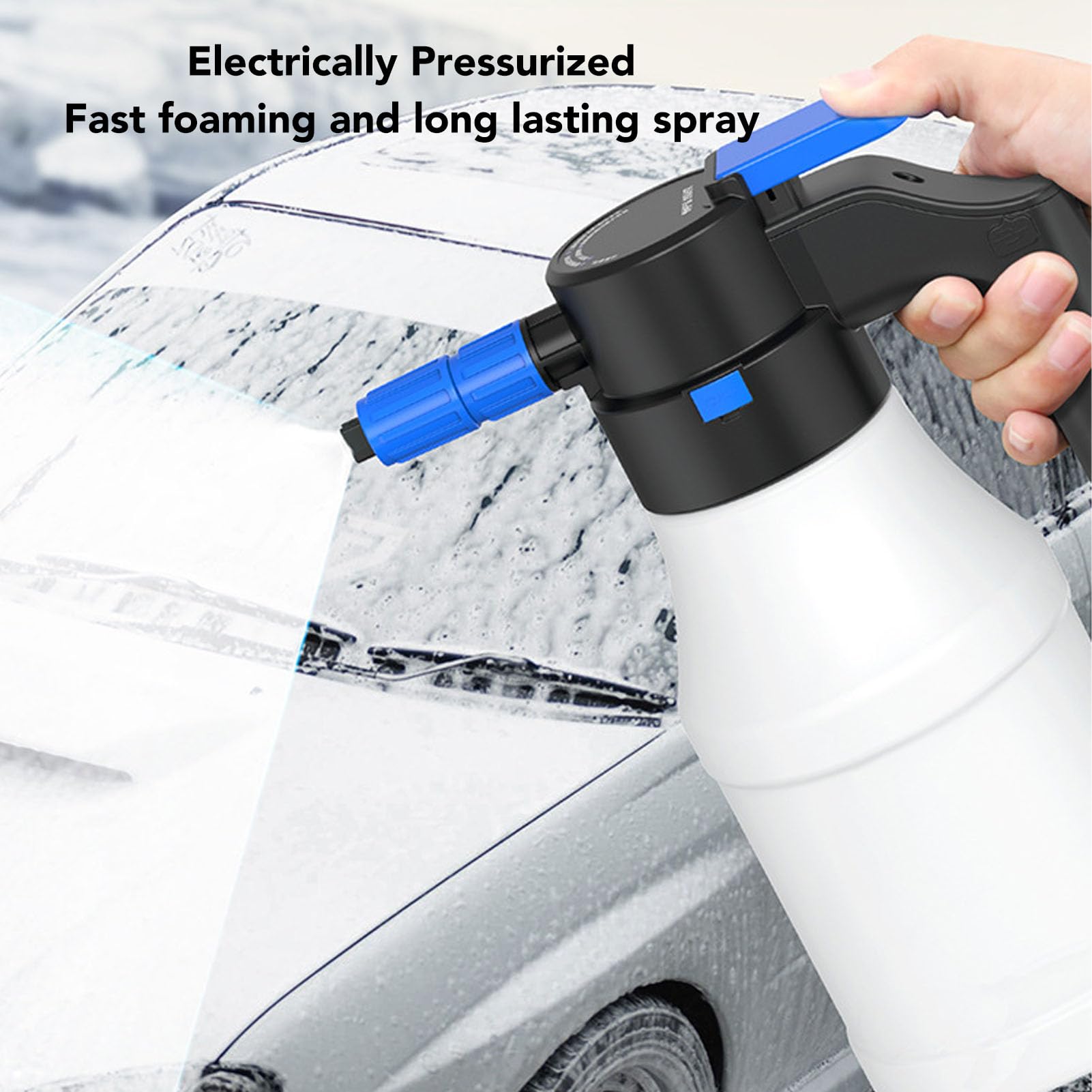 Pulvérisateur à Mousse Électrique 1,5 L pour Voiture, Pompe Canon à Pression, Lavage Auto Jardin