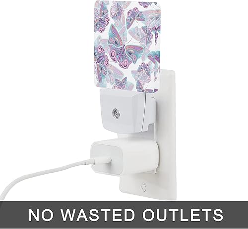 Miniatura 4 de Oeaskly Luz nocturna de mariposas, coloridas mariposas moradas, luces nocturnas enchufables a la pared para niños y niñas, lámpara LED para