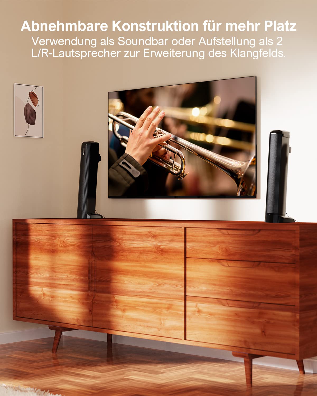 ULTIMEA 2.2 Soundbar für TV Geräte, VoiceMX, App-gesteuerten, 100W Teilbare 2-in-1 TV Soundbar, Center Lautsprecher mit 3 EQ-Modi, Bass Einstellbare, Bluetooth® 5.3, ARC/Opt/Aux, Apollo S40 Pro, 2026