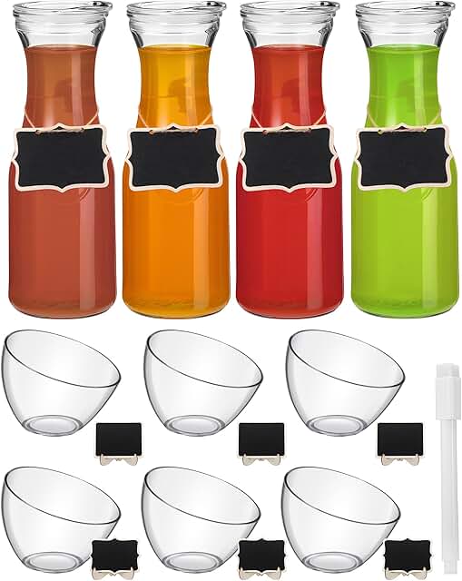 Honeydak 23 Pcs Mimosa Bar Supplies 35oz Clear Glass Carafe with Lid Pla...