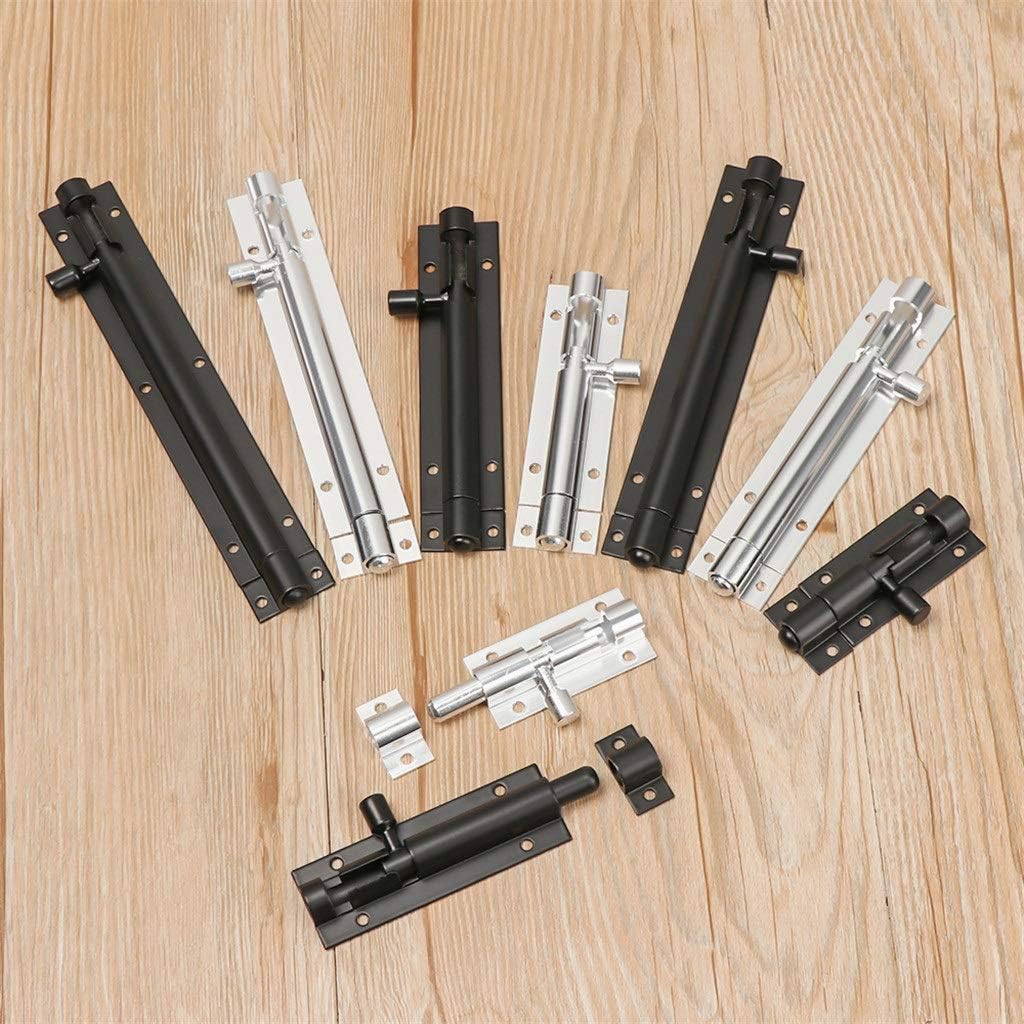 gate Latch,gate Lock, Black Silver Barrel Bolt 2/3/4 8inch Aluminum Alloy Door Latch Hardware for Home Gate Safe Lock (Color : Svart, Size 2 inch(B,4 inch)