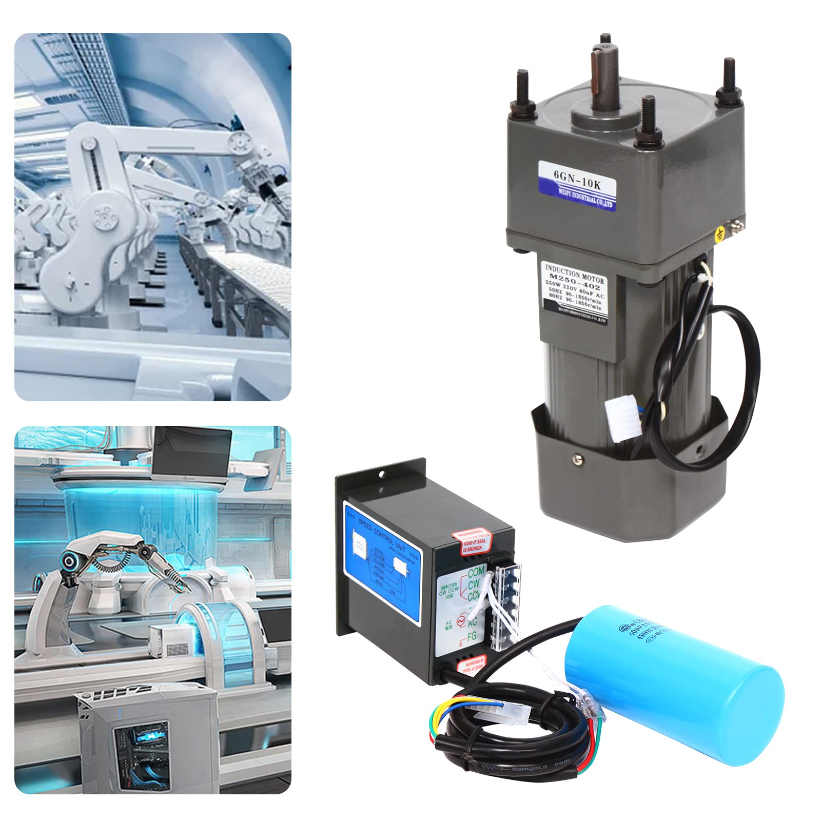 AC 220V Getriebemotor, 250W Elektromotor mit Drehzahlregler, Gear Motor, Asynchronmotor, Elektrische Getriebemotor, Hohe Drehmomente Einstellbarer Elektromotor