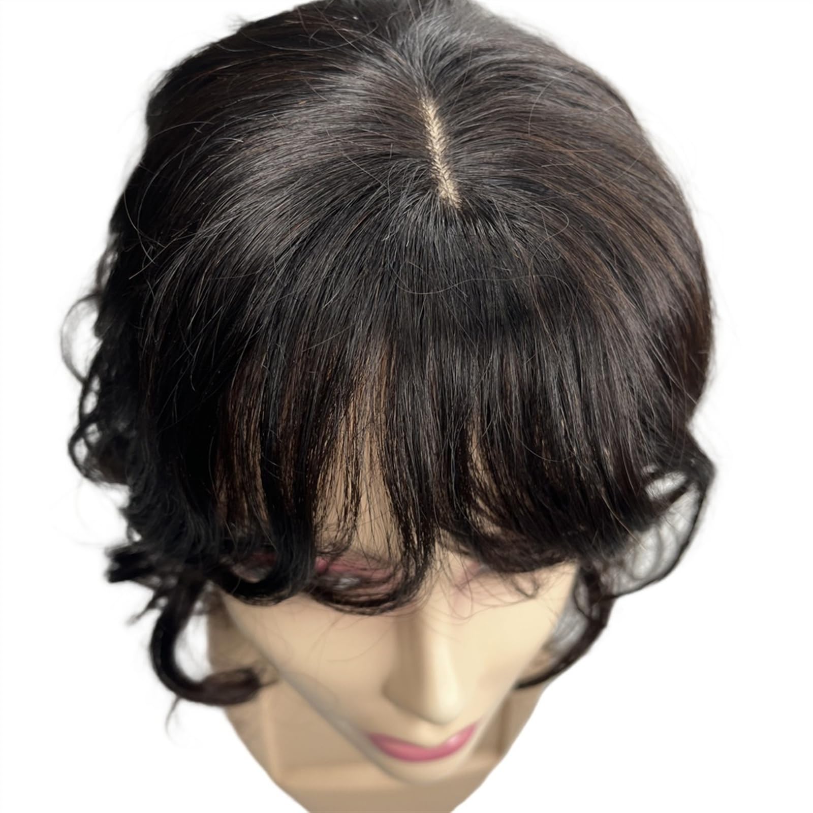Haartopper für Frauen 35,6 cm großer Echthaar-Topper for Frauen, 10 x 12 cm, Spitze, Basiskörper, gewellt, Remy-Haarteile, erhöhen das Haarvolumen, Clip-in-Welle, lockiger Haar-Topper Haarteil ( Color