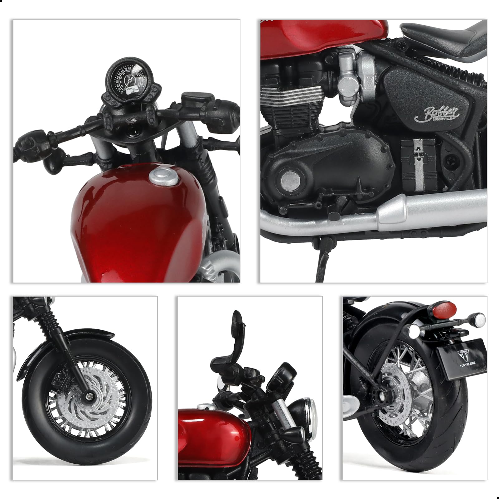 Compatible pour Triumph Bobber Bonneville 1/12 Modèle de Moto en Alliage moulé sous Pression Aucun Assemblage requis Mini Moto Collection Adulte (Rouge)