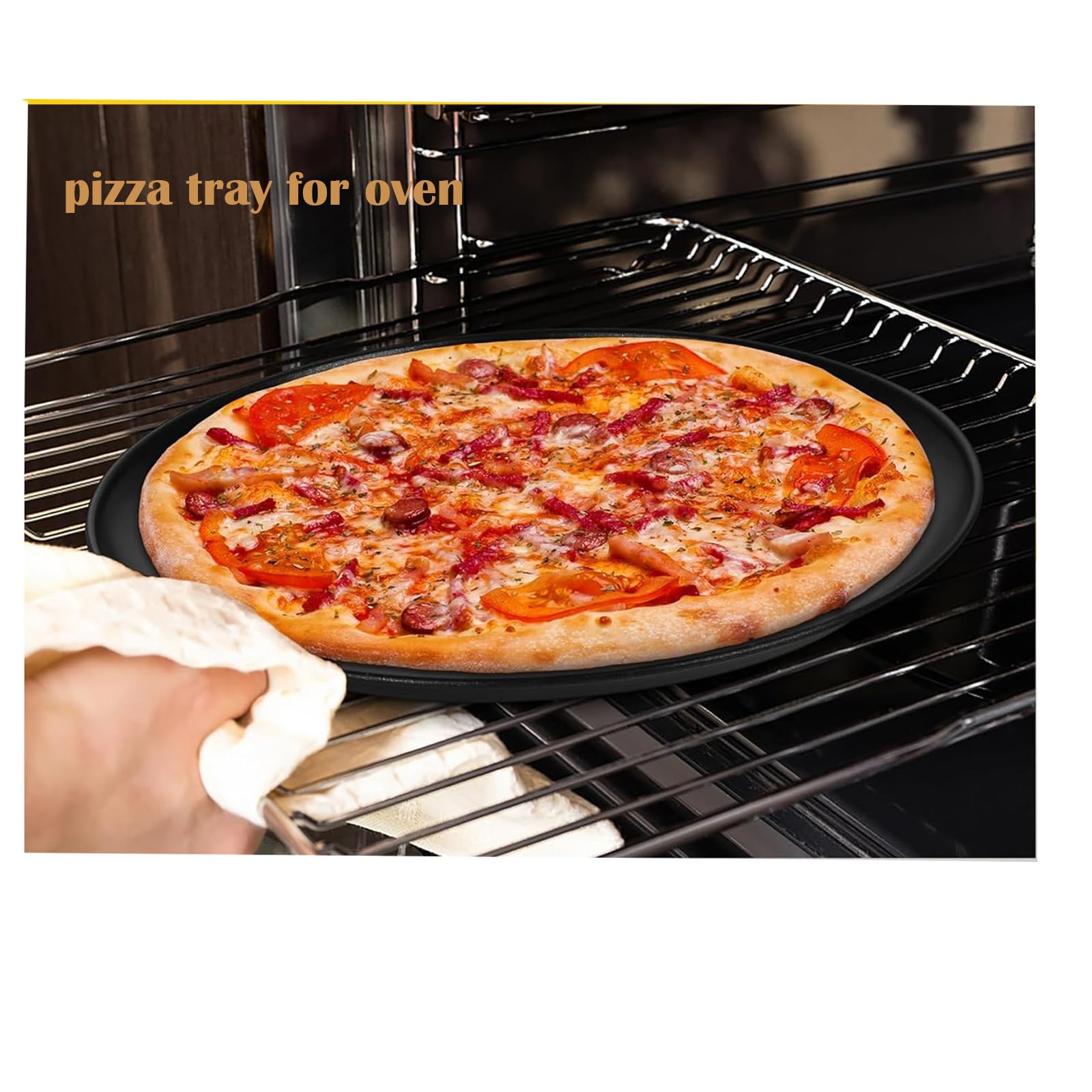 MUKSEUT Confezione da 3 vassoi per pizza antiaderenti da 30,5 cm
