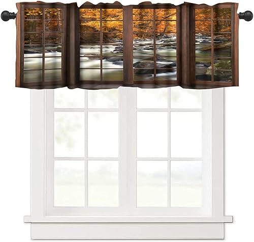 Miniatura 18 de Cortinas de cenefa de bosque gótico, cenefa de cortinas de bosque misterioso con niebla para cocina, dormitorio, sala de estar, 54 x 18 pulgadas