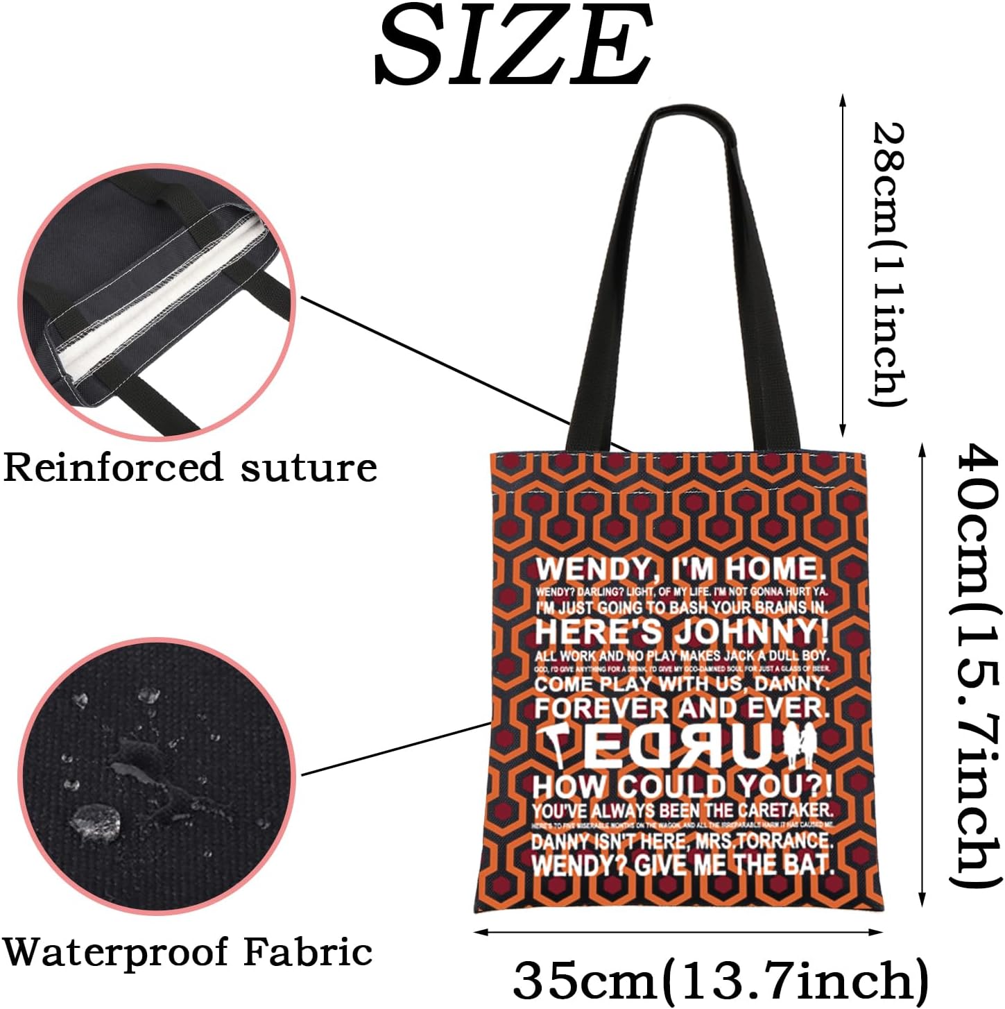 WSNANG Horror Movie Quotes Inspired Tote Bag Wendy & Danny Reusable Grocery Bag Grady Twins Fans Gift - Image 4
