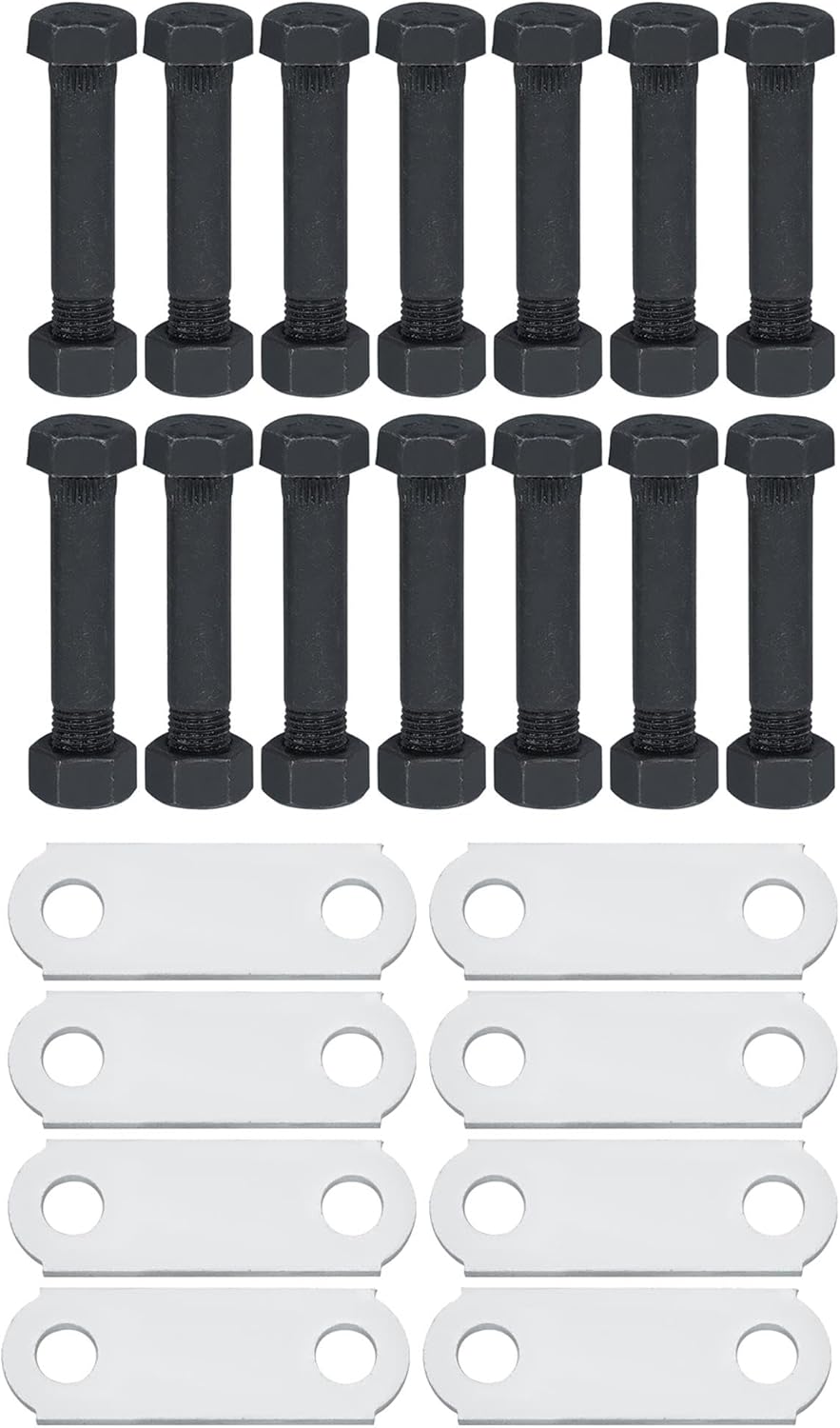 Tandem Trailer Axle Kit - 5 Leaves Double Eye 3000 lbs Capacity for 6000 lbs Axle with Equalizers Kits, Hangers Kit and Shackle Straps, 25-1/4 Length, 1.75 Width, 4 Sets