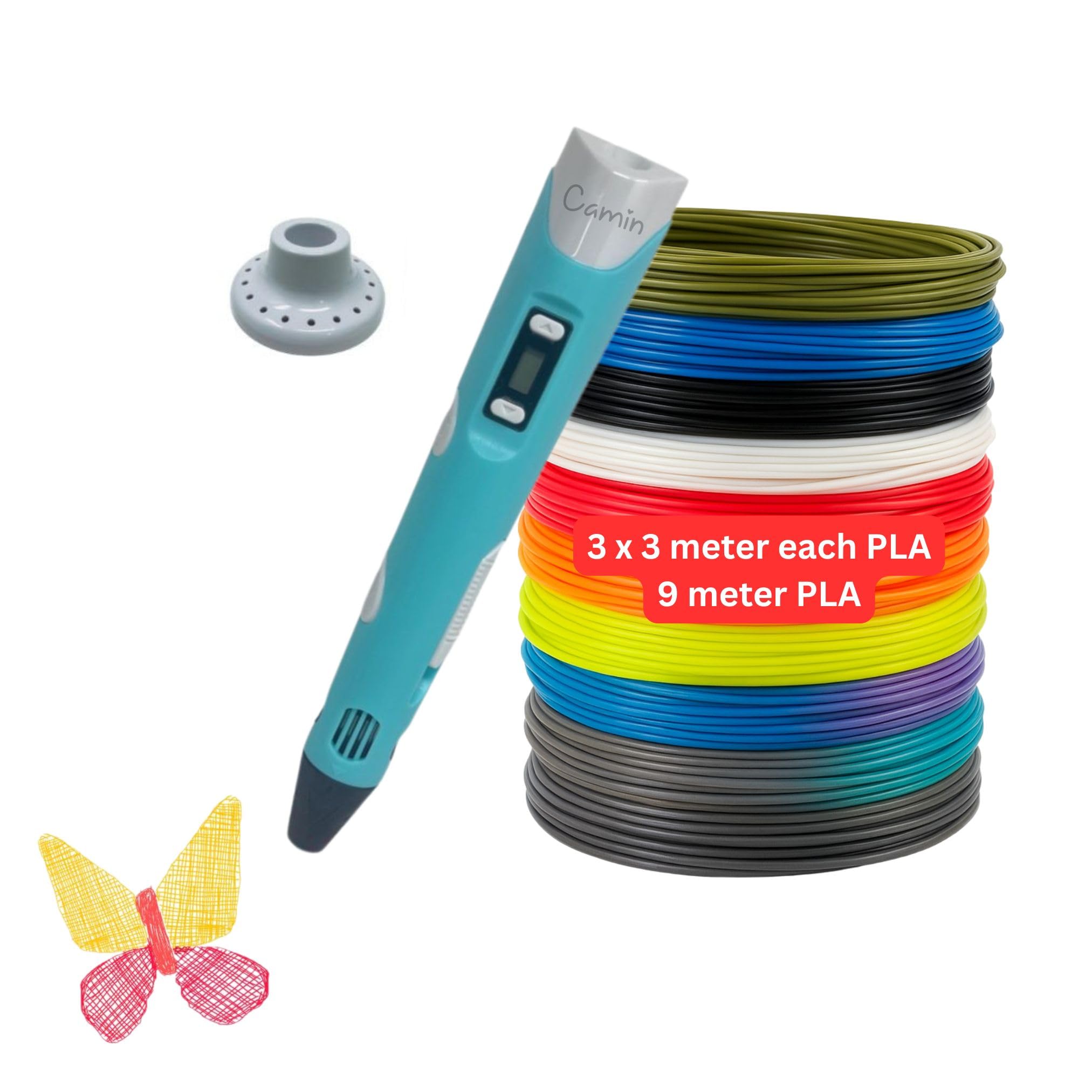 3D Pen with USB Cable| 3D Pen for Kids| 3D Pen with 3 * 1.75MM PLA Filaments 10m Each| 3D Printing Pen Drawing Toy| 3D Printing Pen - Perfect for DIY and Crafting (with USB Cable)-image-49