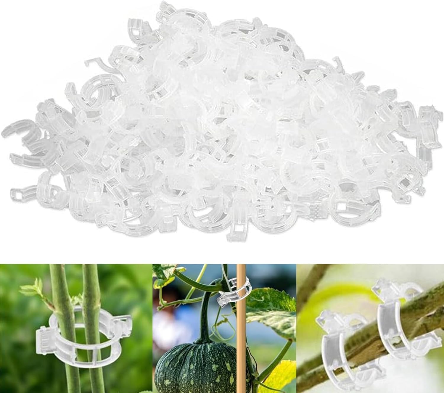 Pchnfei White 100Pcs Plant Support Clips,Plant Fixing Clips Tomato Clips Plant Clips For Climbing Plants,Garden Clips Plant Support Clips Plant Vine Clips Garden Vine Fixing Clip(Zs335)