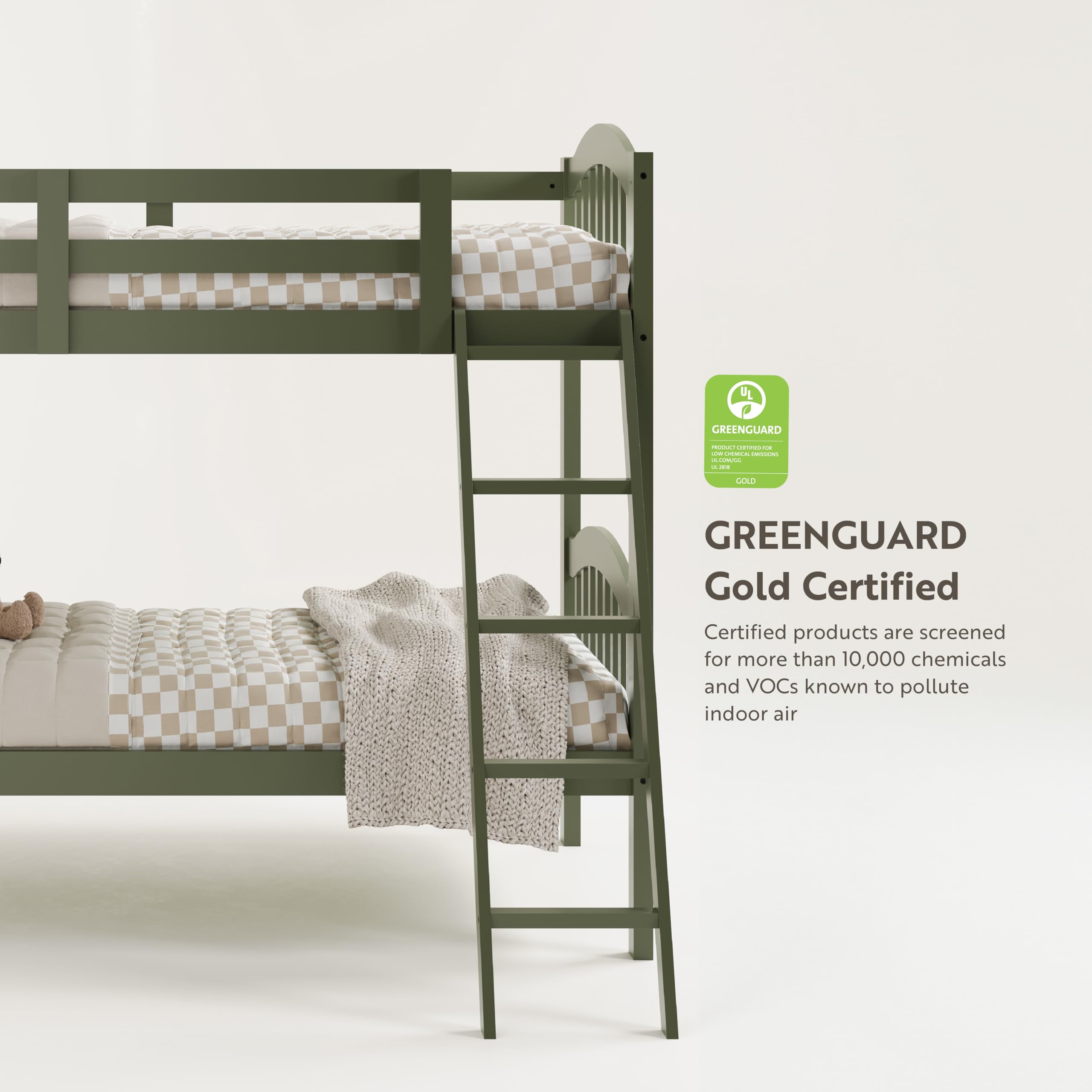 Storkcraft Santorini 5-in-1 Convertible Crib with Toddler Guardrail – GREENGUARD Gold Certified, Conversion Kit Included, 100% Solid Wood, Fits Standard Crib Mattress (Driftwood