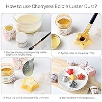 Vista 54 de Polvo de brillo comestible rosa de 0.35 onzas, polvo de grado alimenticio para tartas, polvo de postre insípido para hornear Cherrysea Food 1-dorado